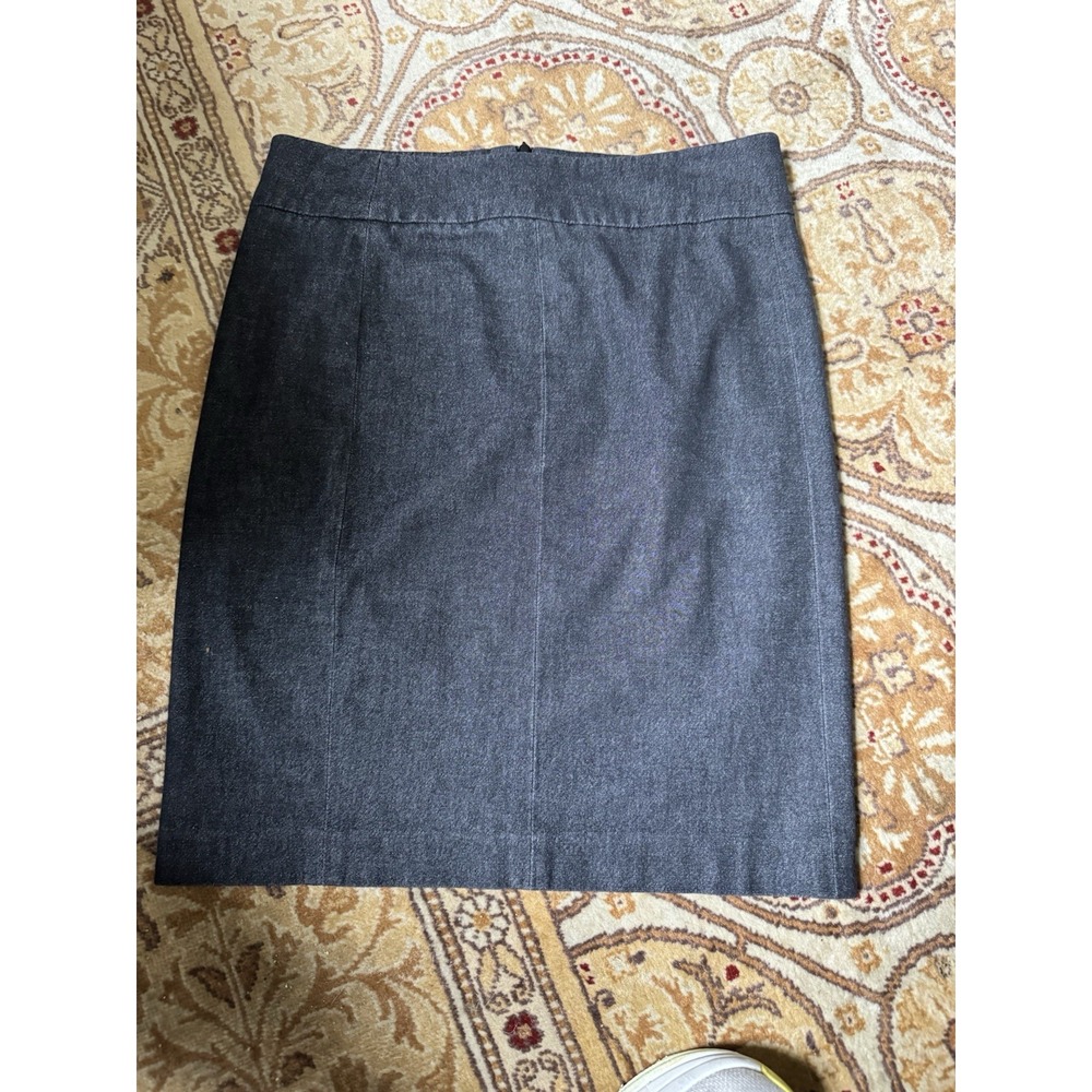 J. Crew The Pencil Skirt SZ 4 Small Black Wash Back Zip Denim Stretch Cotton EUC